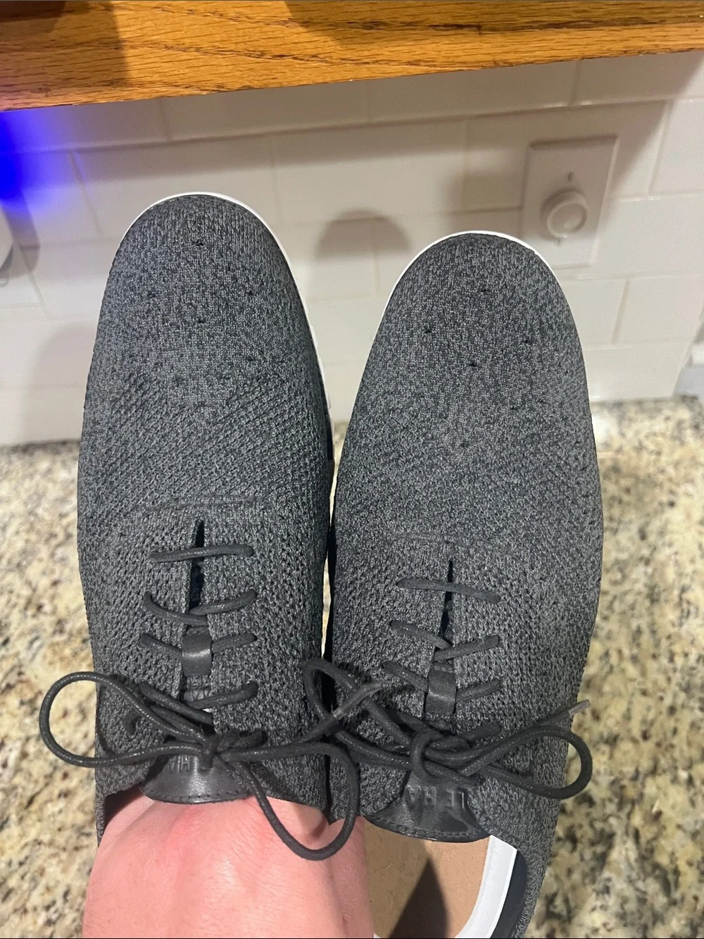 Men's Black Knit Sneakers with White Sole
